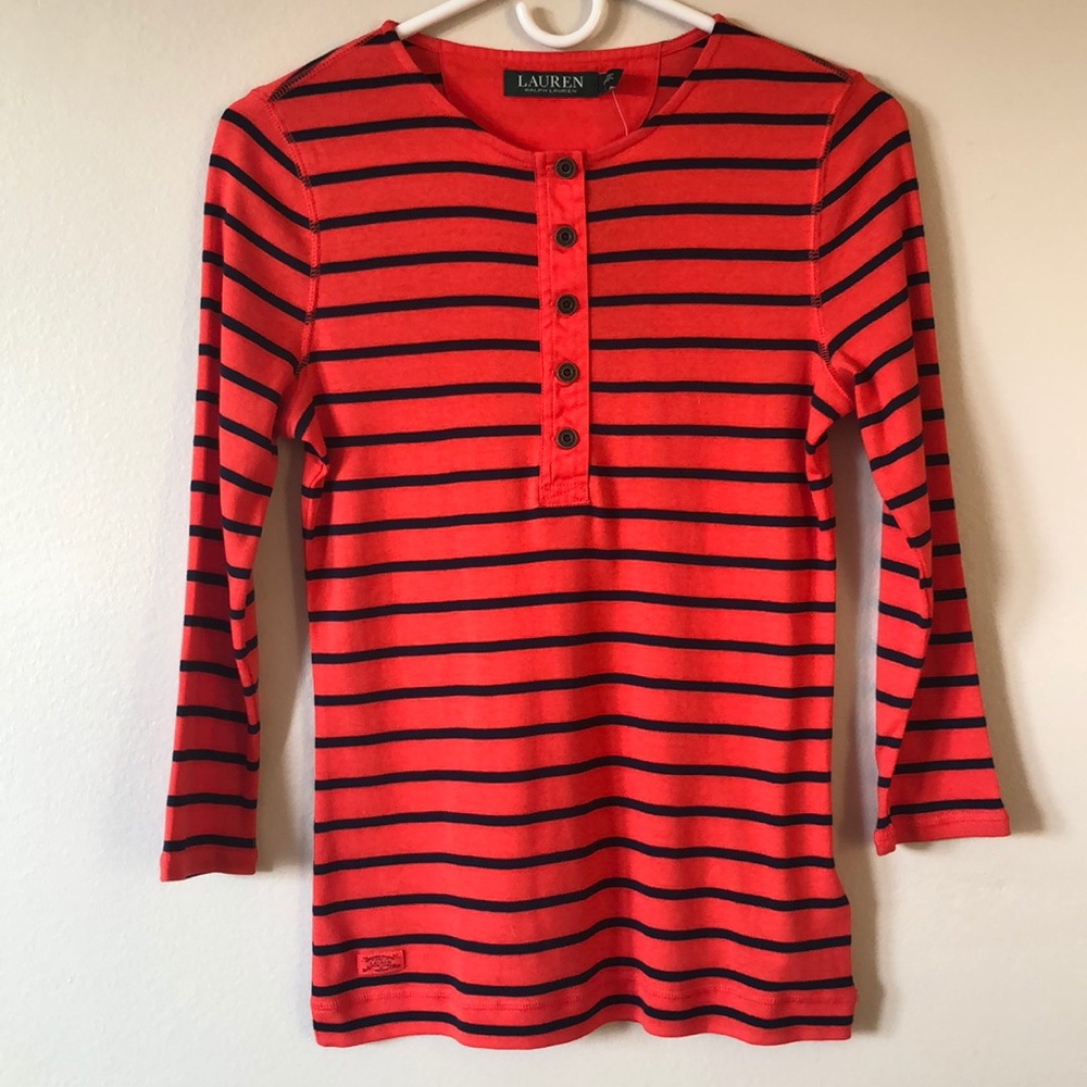Ralph Lauren striped 3/4 sleeve tee size small